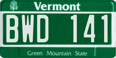 VT license plate BWD141