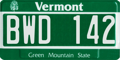 VT license plate BWD142