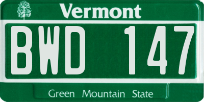 VT license plate BWD147