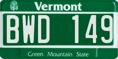 VT license plate BWD149