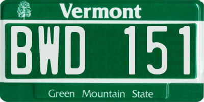 VT license plate BWD151