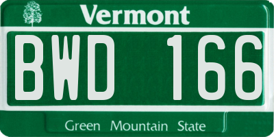 VT license plate BWD166