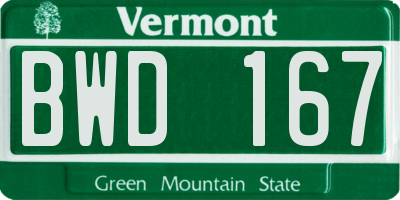 VT license plate BWD167