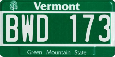 VT license plate BWD173