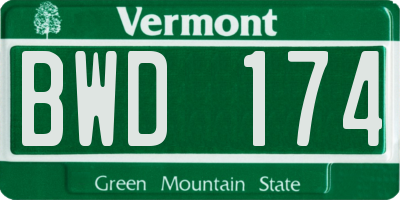 VT license plate BWD174