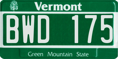 VT license plate BWD175