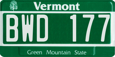 VT license plate BWD177