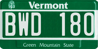 VT license plate BWD180