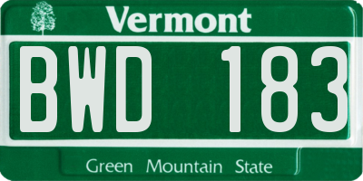 VT license plate BWD183