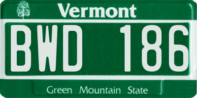 VT license plate BWD186
