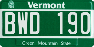 VT license plate BWD190