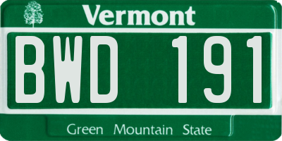 VT license plate BWD191
