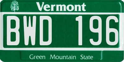 VT license plate BWD196