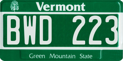 VT license plate BWD223