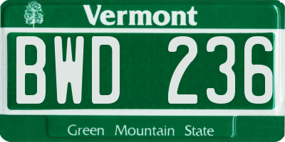 VT license plate BWD236