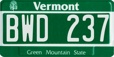 VT license plate BWD237