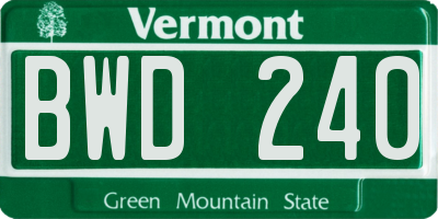 VT license plate BWD240