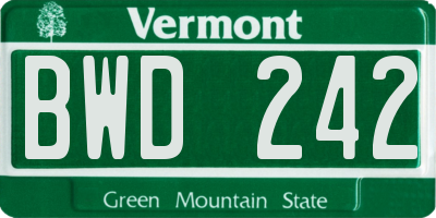 VT license plate BWD242