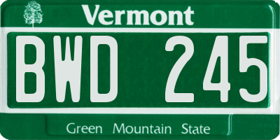 VT license plate BWD245