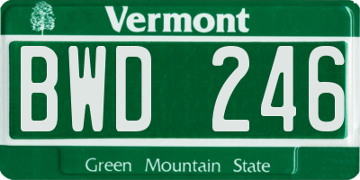 VT license plate BWD246