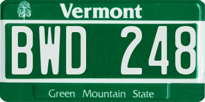 VT license plate BWD248