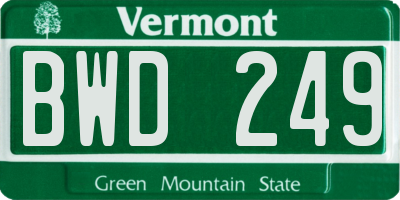 VT license plate BWD249