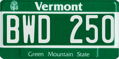 VT license plate BWD250