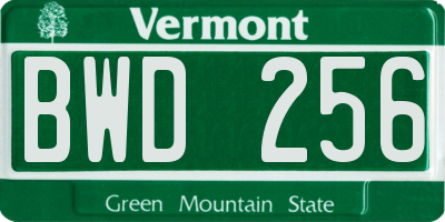VT license plate BWD256