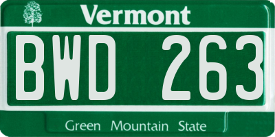 VT license plate BWD263