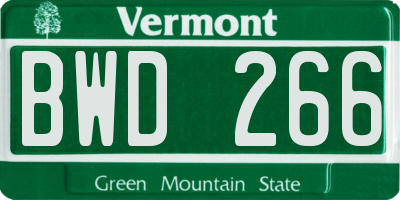 VT license plate BWD266