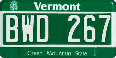 VT license plate BWD267