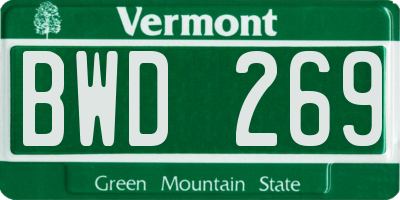 VT license plate BWD269