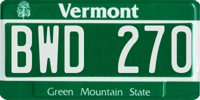 VT license plate BWD270