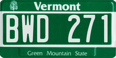 VT license plate BWD271