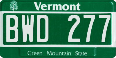 VT license plate BWD277