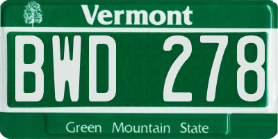 VT license plate BWD278