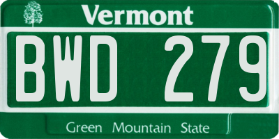 VT license plate BWD279