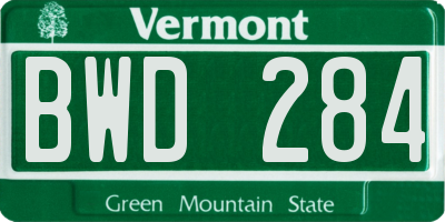 VT license plate BWD284