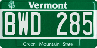 VT license plate BWD285