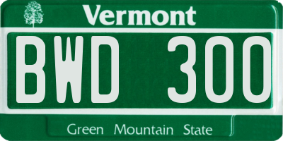 VT license plate BWD300