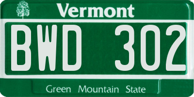 VT license plate BWD302