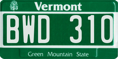 VT license plate BWD310