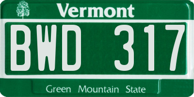 VT license plate BWD317