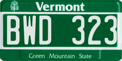 VT license plate BWD323