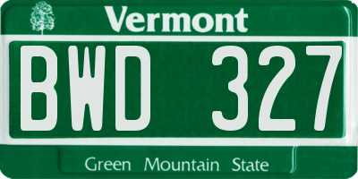 VT license plate BWD327