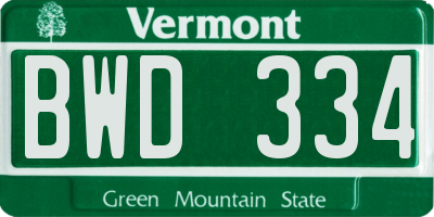 VT license plate BWD334
