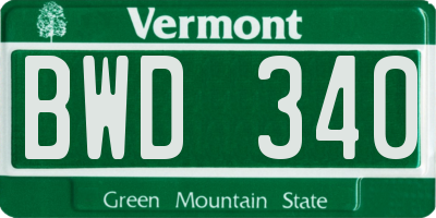 VT license plate BWD340