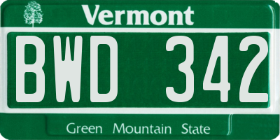 VT license plate BWD342