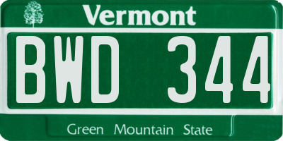 VT license plate BWD344
