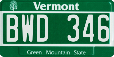 VT license plate BWD346